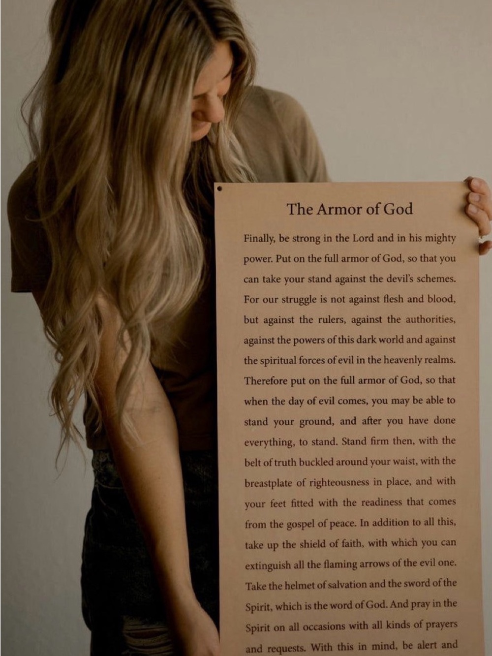 Armor of God Faux Leather Scripture Wall Hanging Poster by Dear Heart